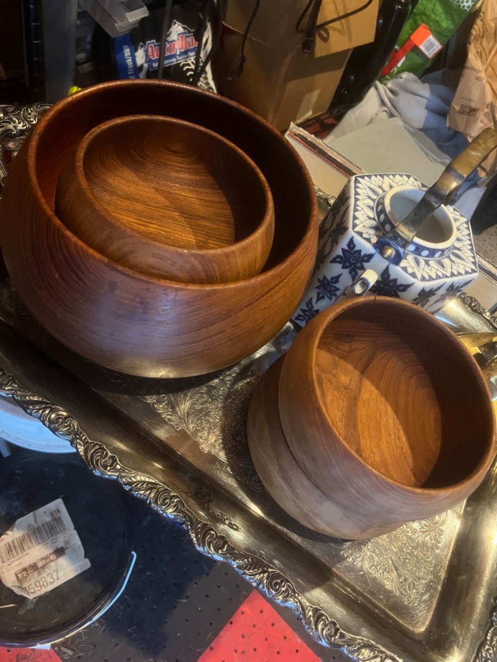 Midcentury Vintage Wooden Nesting Bowls - Warm Brown
